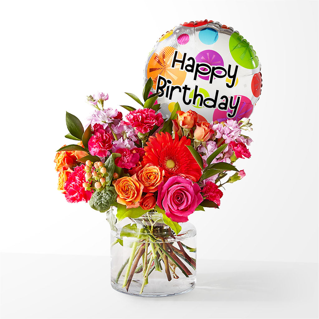 Fiesta Bouquet with Birthday Balloon – TOWN CENTER FLORIST & GIFTS INC, Orlando FL