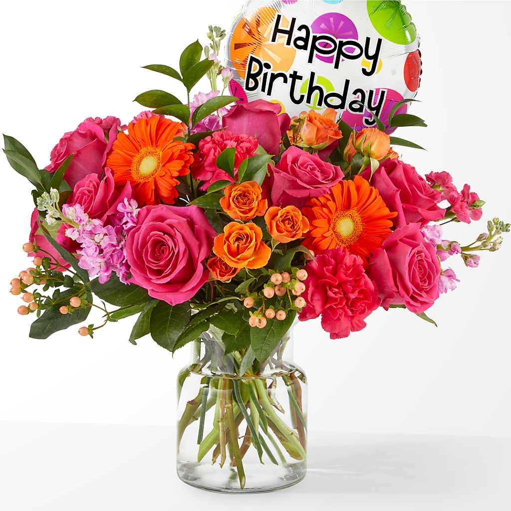 Fiesta Bouquet with Birthday Balloon – TOWN CENTER FLORIST & GIFTS INC, Orlando FL