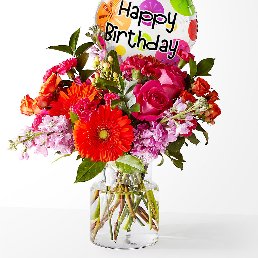 Fiesta Bouquet with Birthday Balloon – TOWN CENTER FLORIST & GIFTS INC, Orlando FL