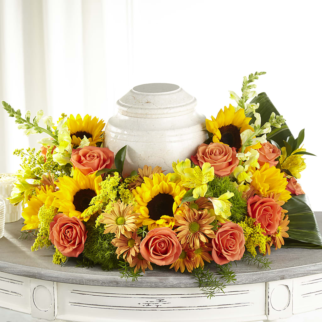 Faithful Sunflower Cremation Adornment – TOWN CENTER FLORIST & GIFTS INC, Orlando FL