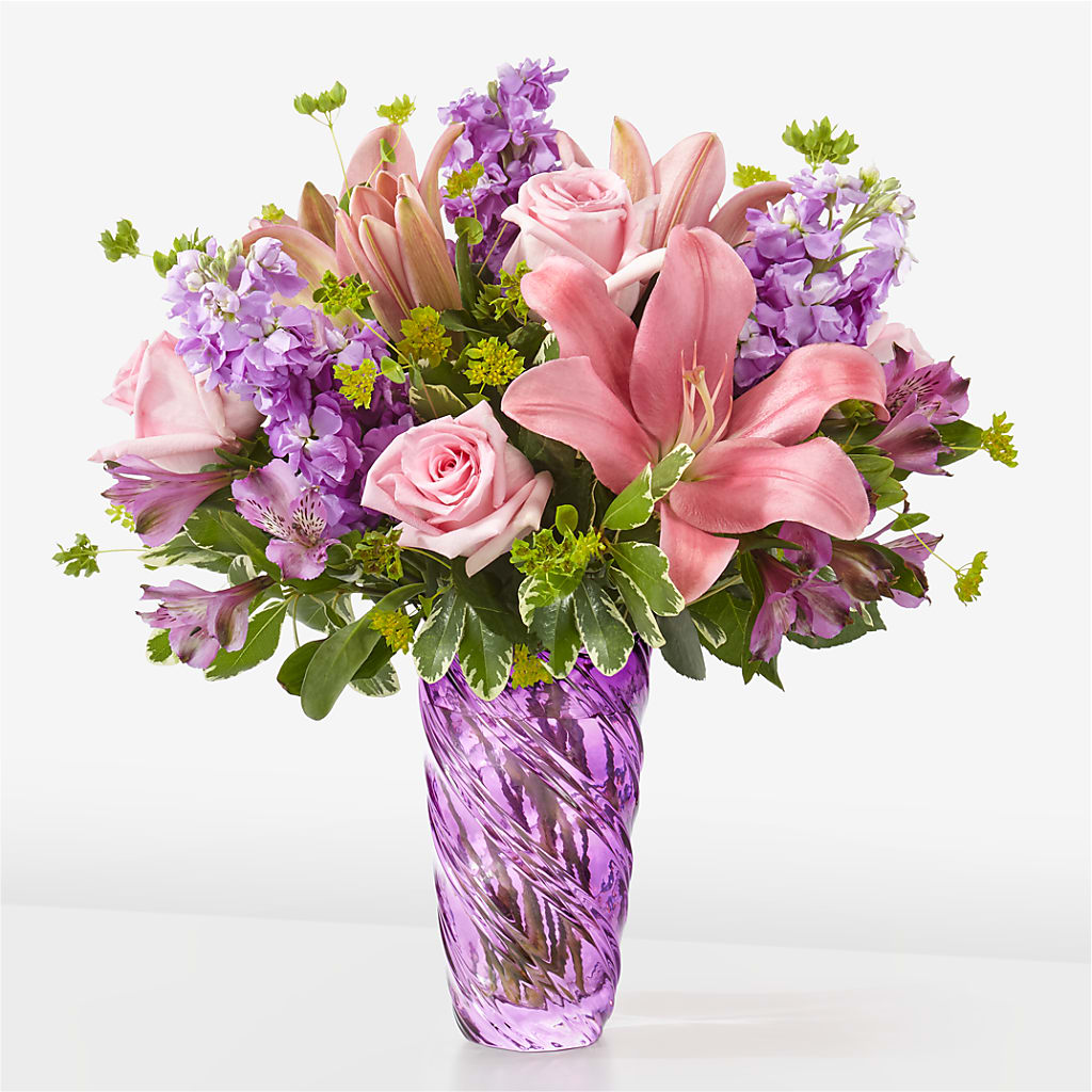Precious Petals Bouquet with Luxe Swirl Vase – TOWN CENTER FLORIST & GIFTS INC, Orlando FL