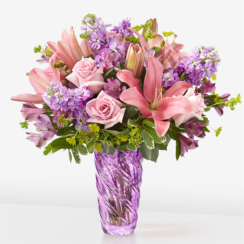 Precious Petals Bouquet with Luxe Swirl Vase – TOWN CENTER FLORIST & GIFTS INC, Orlando FL