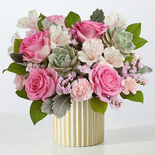 Dusty Rose Bouquet with Ivory Vase – TOWN CENTER FLORIST & GIFTS INC, Orlando FL