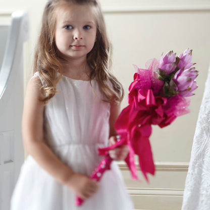 Sparkle Pink Flower Girl Bouquet – TOWN CENTER FLORIST & GIFTS INC, Orlando FL